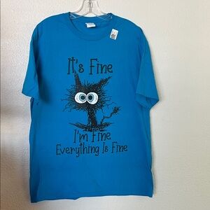 Blue Graphic T-Shirt with Fun Design large. I feel this way a lot. Do you?